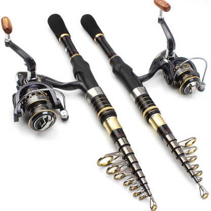 Complete Combo Fishing Rod and Reel Combo Set - Telescopic Carbon Fiber Fishing Pole with Spinning Reel ,Versatile and Travel-Ready, Ideal for All Conditions