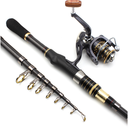 Complete Combo Fishing Rod and Reel Combo Set - Telescopic Carbon Fiber Fishing Pole with Spinning Reel ,Versatile and Travel-Ready, Ideal for All Conditions