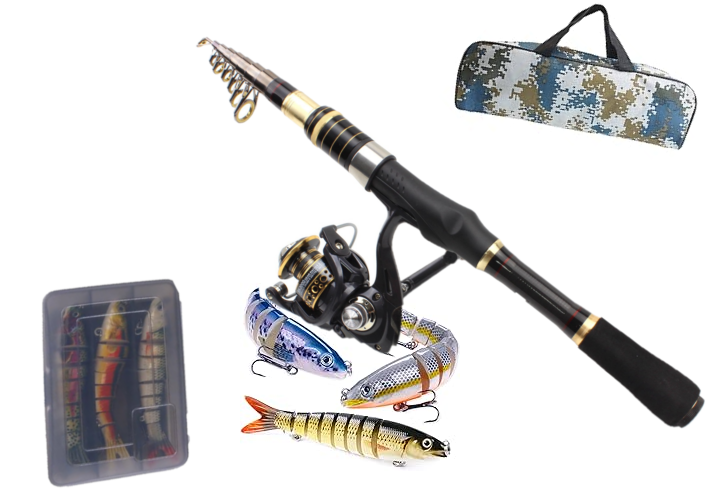 Complete Combo Fishing Rod and Reel Combo Set - Telescopic Carbon Fiber Fishing Pole with Spinning Reel ,Versatile and Travel-Ready, Ideal for All Conditions